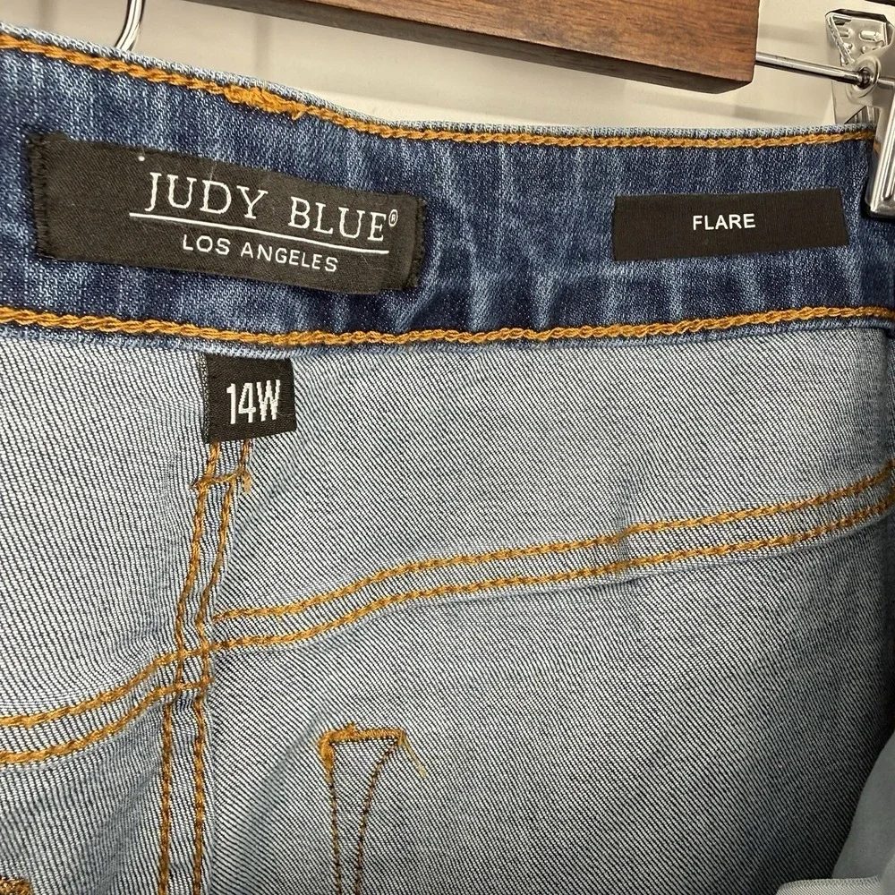 NWT‎ Judy Blue High Waist Flare Leg Tummy Control Size 14W Stretch Sorbtek Blue - Picture 5 of 8